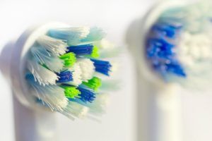 closeup of an electric toothbrush head